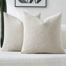 Futei Cream Chenille Throw Pillow Covers 18x18