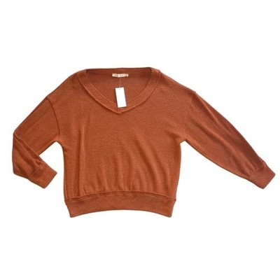 Lush Deep Orange Knit Stretch Sweater Size Small NWT