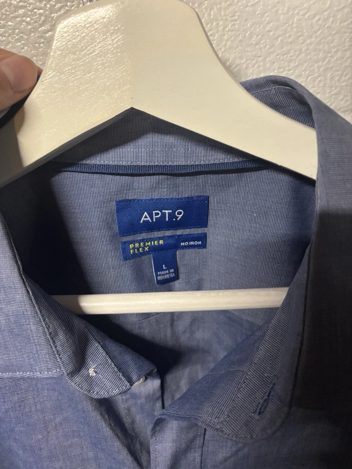 Apt. Camisa de vestir flexible Premier azul talla grande 9 para hombre manga larga Foto 2 de 3