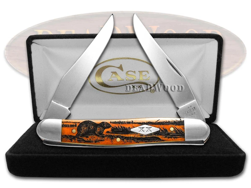 Case xx Knives Muskrat Scene Orange Bone 12515MRAT Stainless 1/500 Pocket Knife - Image 4 of 4