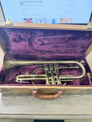 Vintage F.E. OLDS & SON Ambassador Cornet + Case. Fullerton California 1950 s