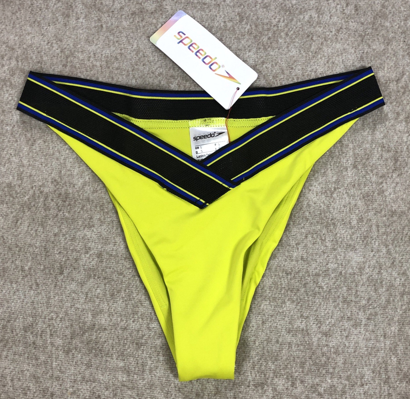 Speedo V Scoop High Leg Bikini Bottoms Lime Green S UK 10 12 Cheeky FLU3NTE