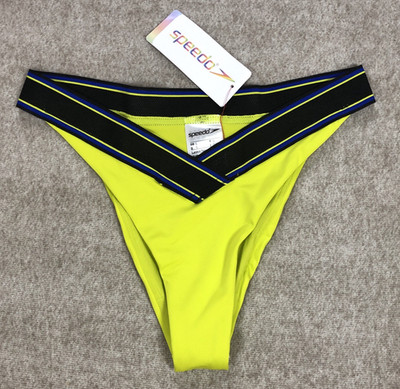Speedo V Scoop High Leg Bikini Bottoms Lime Green S UK 10 12 Cheeky FLU3NTE