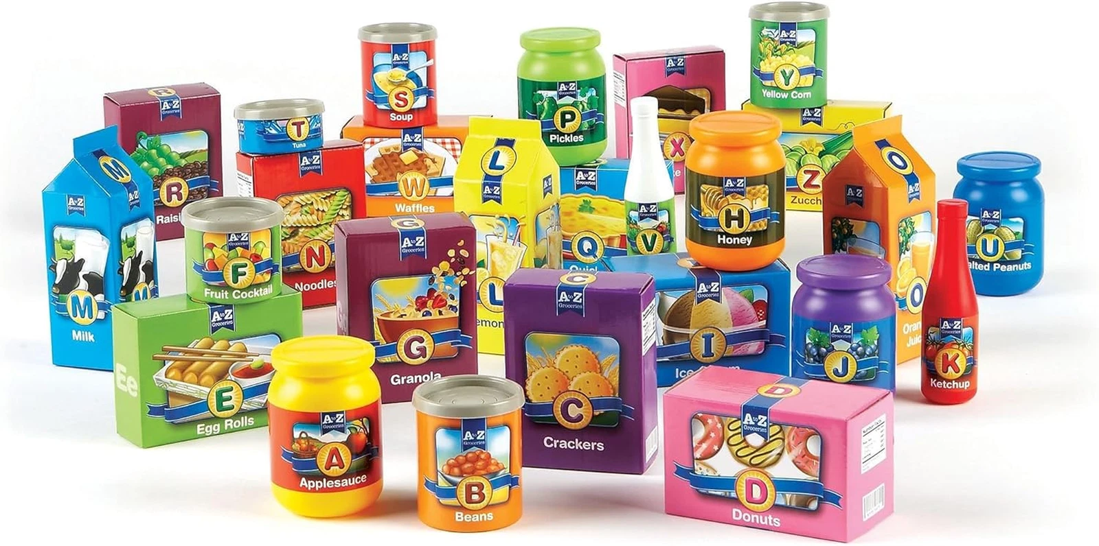 a to Z Alphabet Groceries - 31 Pieces, Ages 3+, Pretend Play Food for Toddlers,