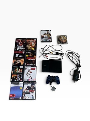 Sony PlayStation 2 Slim Console Bundle w/10 Games Controller Memory Card (READ)