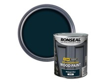 Ronseal 38788 10 Year Weatherproof Wood Paint Midnight Blue Satin 750ml