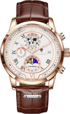 LIGE Armbanduhren Herren Männer Uhr Lederarmband Chronograph Quarz Männer Uhren