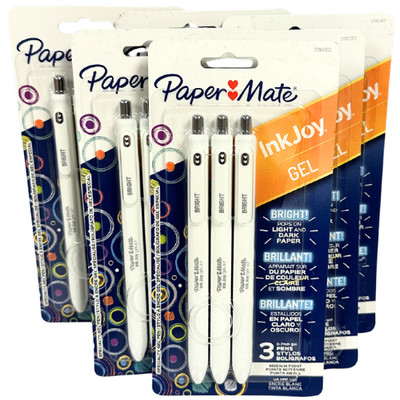 6-Pack Paper Mate InkJoy Bright Gel Pens, Medium Point (0.7mm) Retractable White