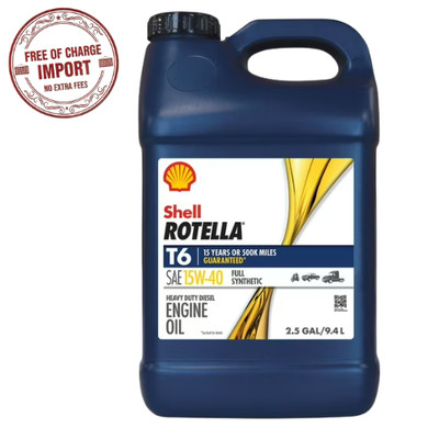 2.5 Gallon Shell Rotella T6 Full Synthetic 15W-40 Diesel Engine Oil, Free Ship