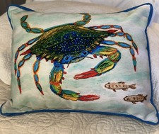 Betsy Drake Crab Corded Colorful Med Indoor Outdoor Pillow 11x14