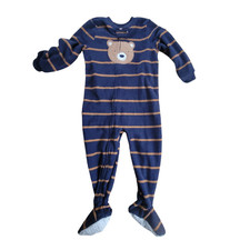 CARTER'S Baby Boy Fleece Footed Pajamas 2T Striped Bear One Piece NWT   4394