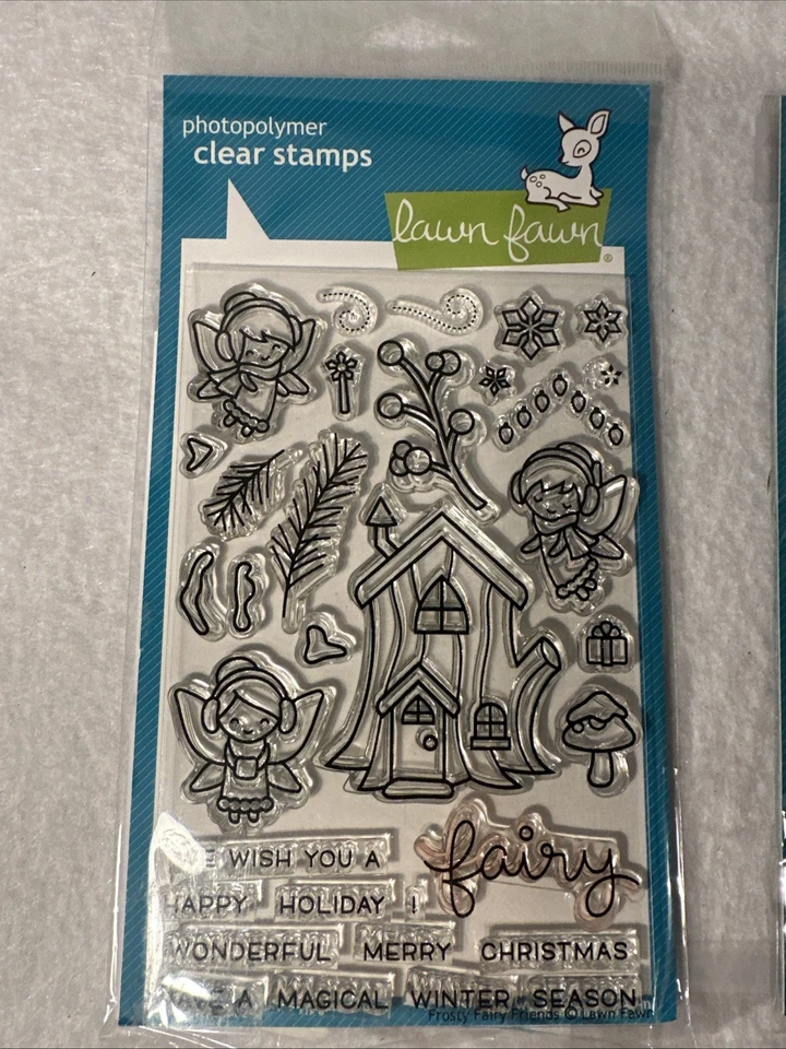 Lote de 3 juegos de estampillas transparentes de cervatillo de césped invierno Navidad LF1224 LF564 y LF2037 Foto 2 de 4