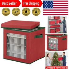 Elegant 64 Compartment Red Ornament Storage - Perfect for Christmas Organization