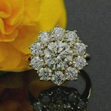 2Ct Round Cut Lab Created Diamond Cluster Ring, 925 Sterling Silver