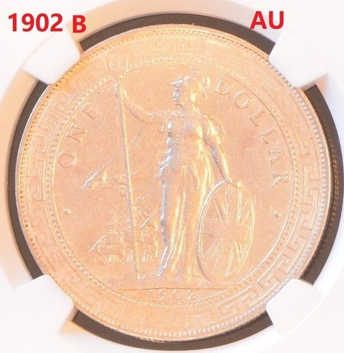 1902 B CHINA Hong Kong Great BRITAIN T$1 Silver Dollar Coin NGC AU Details