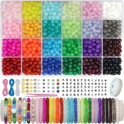 Glass Beads for Bracelets 1400Pcs Bracelet Making Kit 6Mm Glass Bead for Jewelry
