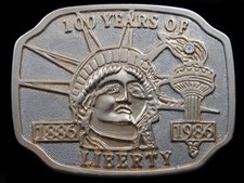 SB05125 VINTAGE 1986 100 YEARS OF LIBERTY STATUE COMMEMORATIVE BELT BUCKLE