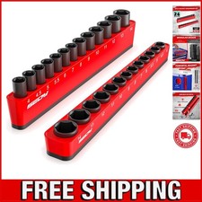 2-piece 14-drive Metric Magnetic Socket Organizer Set Holds 26 Sockets - Det