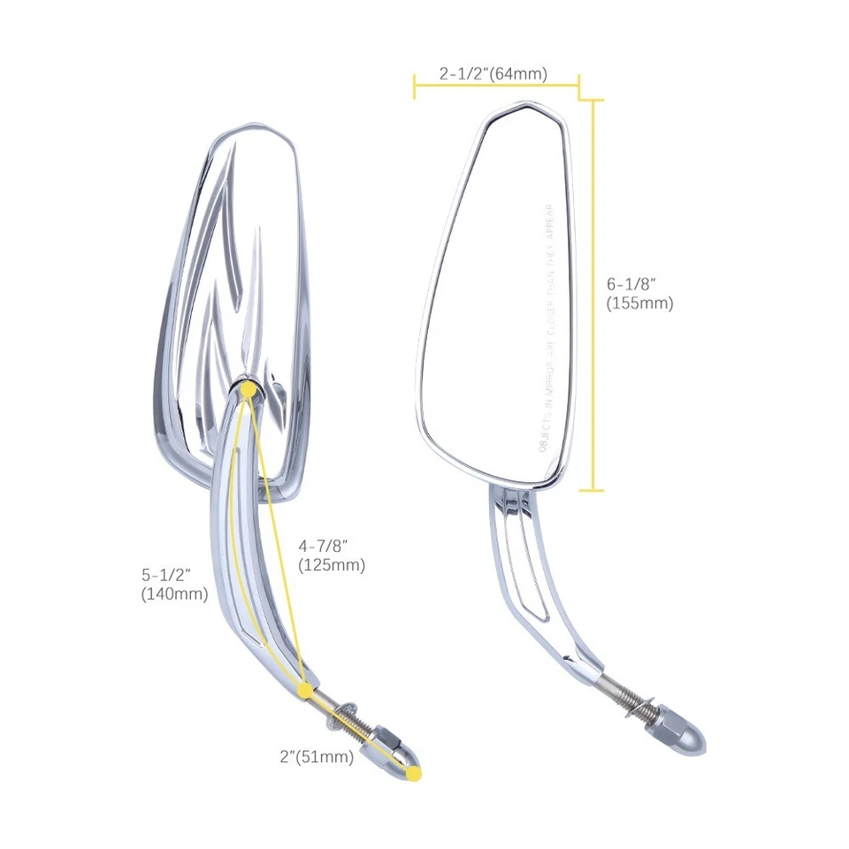 Chrome Motorcycle Rearview Mirrors For Harley Davidson Street Glide Road King — 第 3/4 张图片