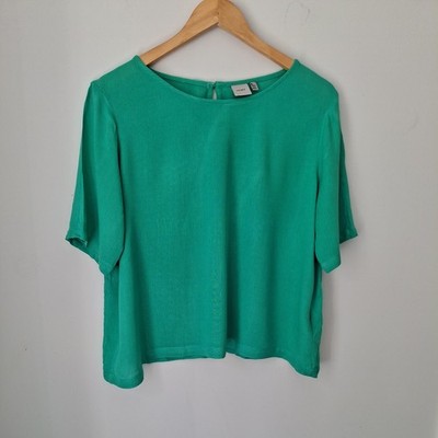 Ichi Ladies green Blouse SIZE UK MEDIUM SIZE UK 10 12 10-12 shirt sleeve