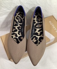 NWT Rothy  s 8 The Point II Taupe Knit Flats Blue Trim Style 152-017 Comfort