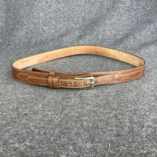 VTG Justin Thin Ranger Belt Mens 36 Brown Top Grain Cowhide Leather Buckle USA
