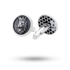 Lion King Crown Jungle Animal Cufflinks Accessory Men 925 Silver Wedding Gift