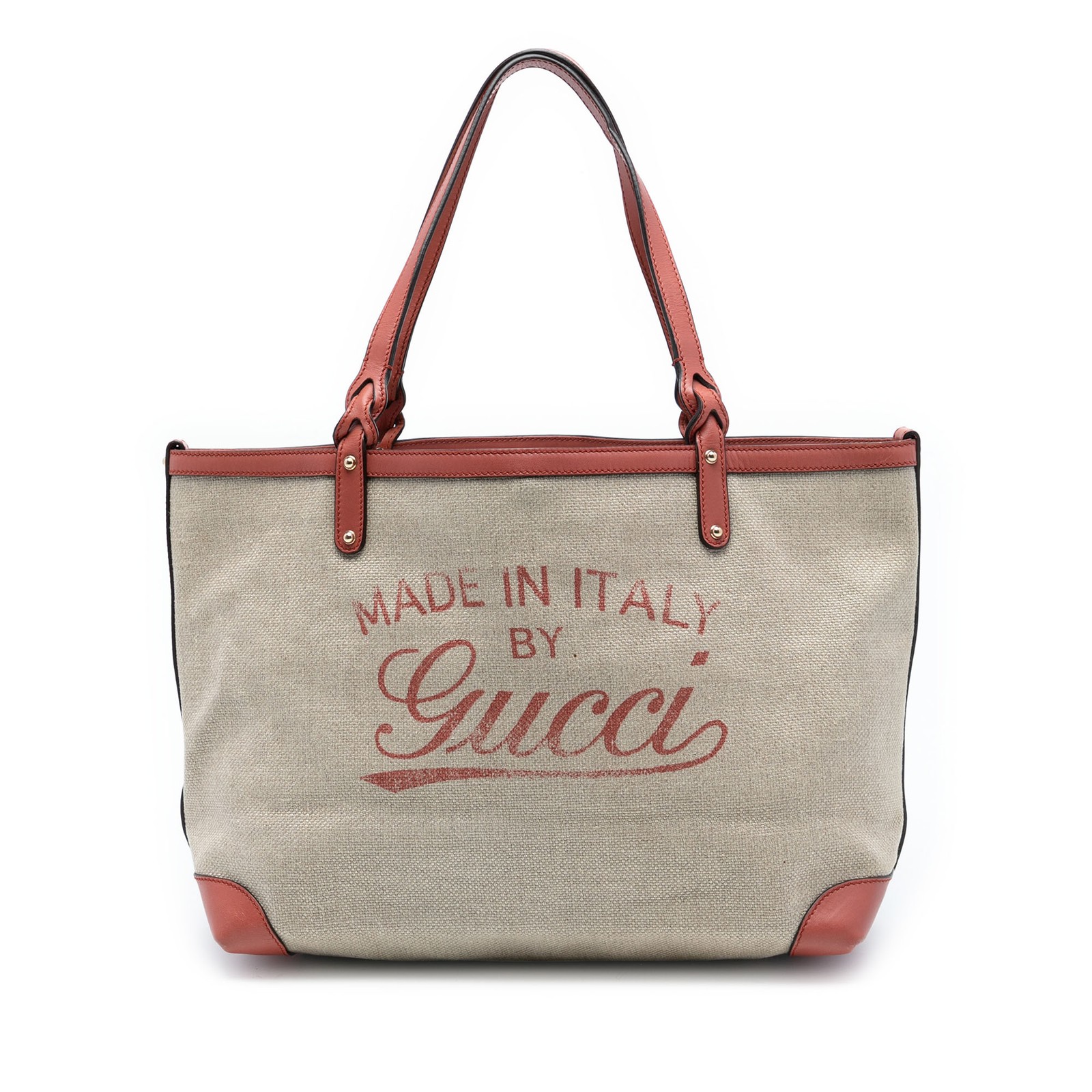 Authenticated Gucci Medium Canvas Craft Tote Beig… - image 1