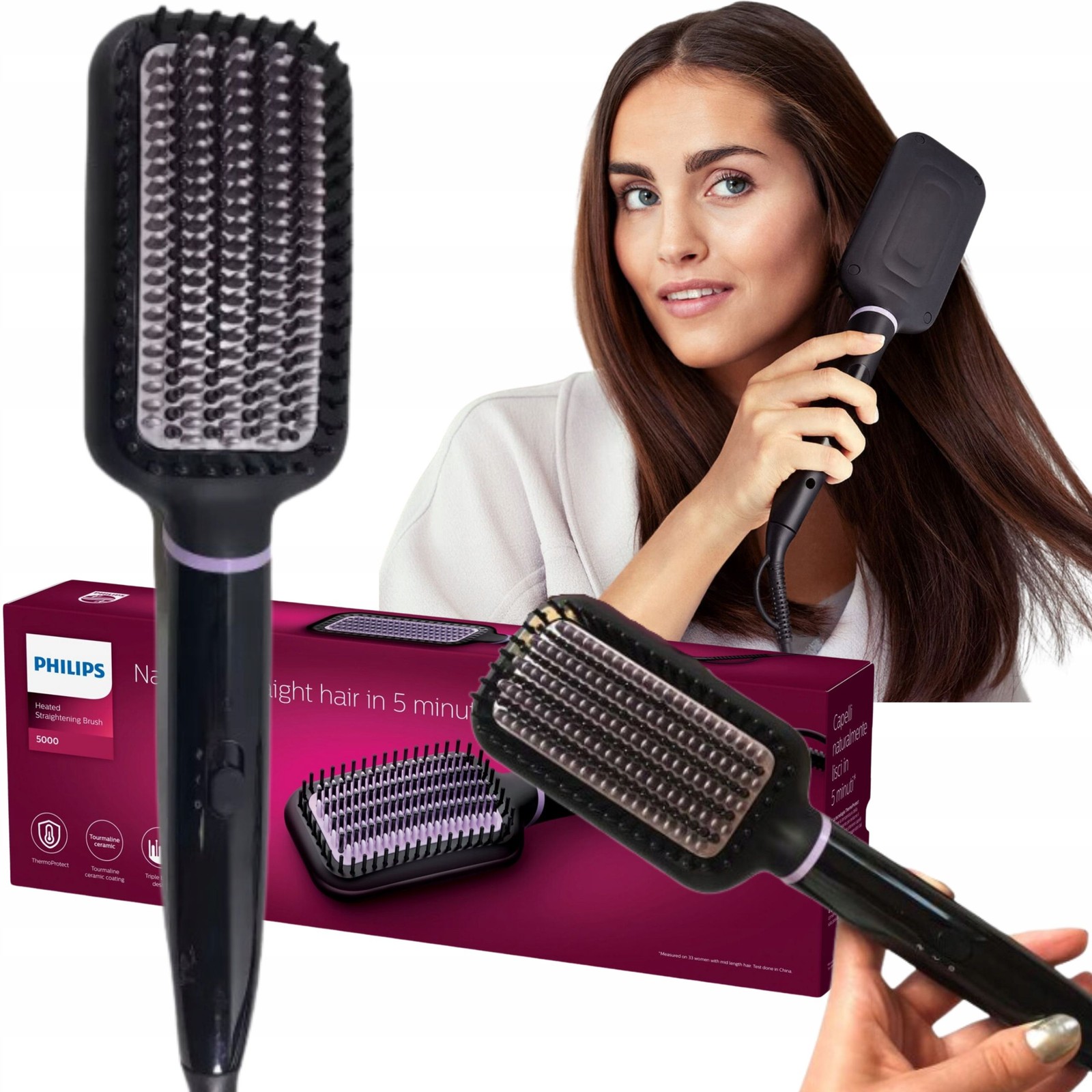 Ceramic Ionic Hair Straightening Brush Dryer Styler Comb Fast Heat