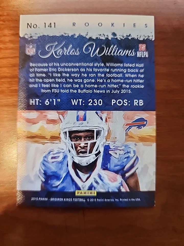 2015 Panini Gridiron Kings - Rookies Karlos Williams #141 Blue Frame (RC) - Image 2 of 4