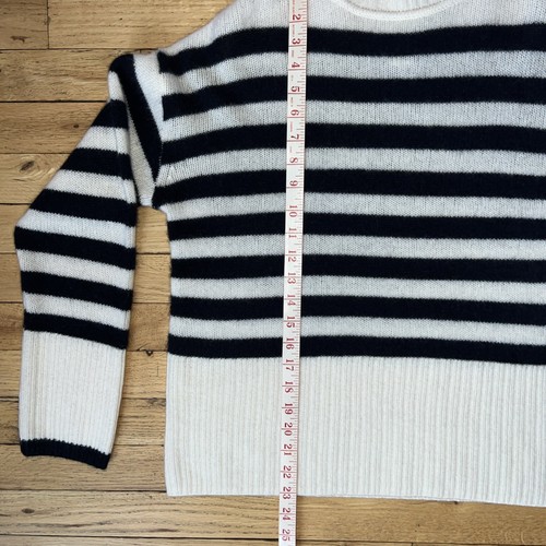 NWT Joie 100% 2 Ply cashmere sweater size XS stripped ivory blue Boxy Cozy XS - Picture 10 of 12