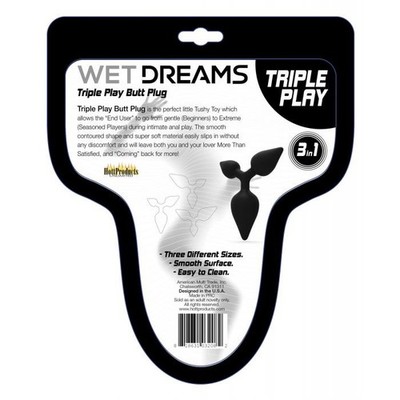 Hott Products Triple Play 3-in-1 Multi-Size Silicone Butt Plug Black | eBay