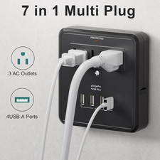 Multi Plug Outlet Extender with USB,Surge Protector Wall Mount Plug,3 Outlets...