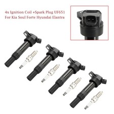 4x Ignition Coil +Spark Plug UF651 Pour Kia Soul Forte Hyundai Elantra EF03