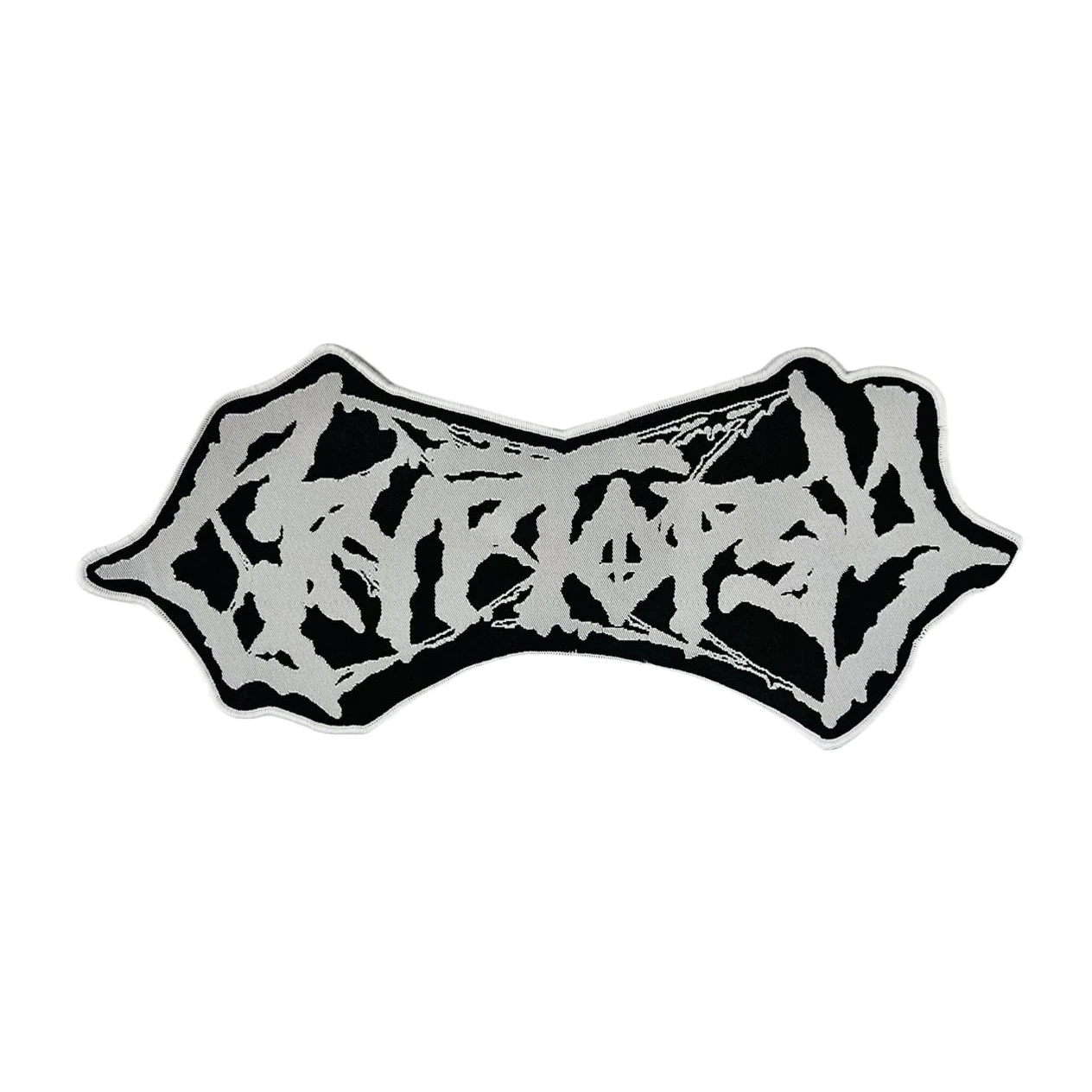 CRYPTOPSY - White Logo - Oversized Woven Patch - white border