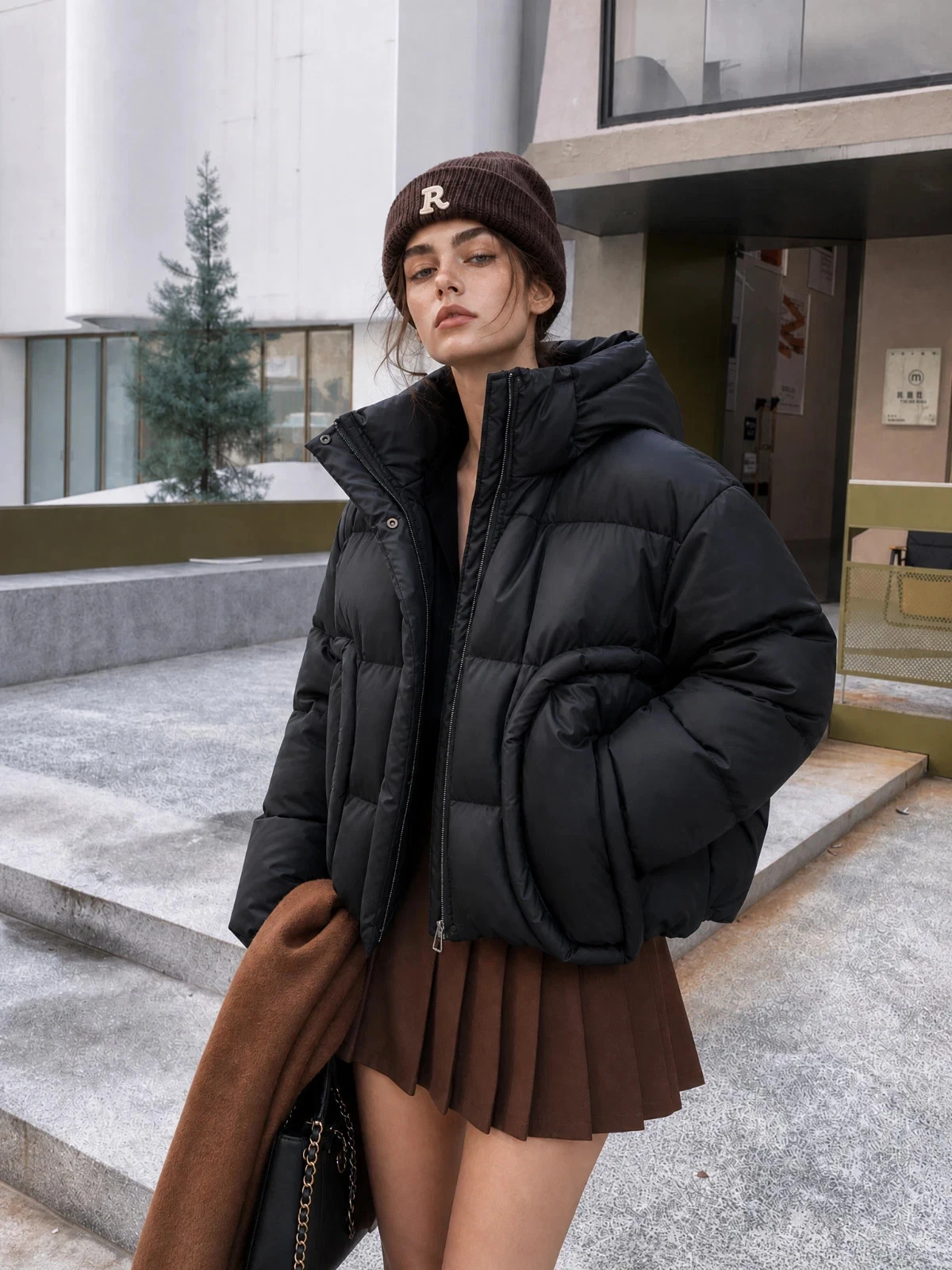 Women's Premium 90/10 Duck Down Puffer Jacket Short Quilted Winter Coat Black