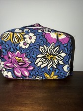 Vera Bradley Floral Quilted Makeup Retired African Violet Pattern Zipper Pockets