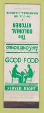 Matchbook Cover - Colonial Kitchen Marshall IL