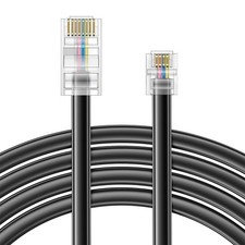 15FT - 4Pack Jack to Ethernet Cable Adapter Black RJ45 8P4C Male to RJ11 6P4C...