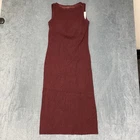 Uniqlo Washable Knit Sleeveless Bra Dress Womens Medium Wine Red Ribbed Stretch