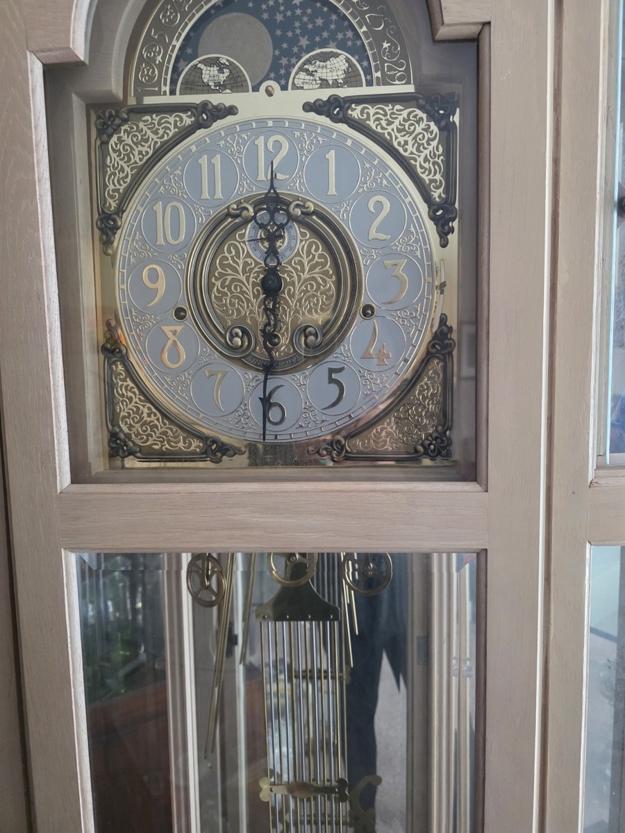 Ridgeway Grandfather Clock — Key-Wind German Movement, Silver/Gold