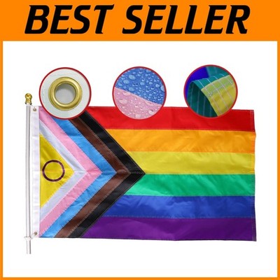 5x8 Ft Progress Pride Flag - All Inclusive