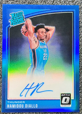 Hamidou DIallo 2018-19 Panini Optic #171 Rated Rookie Blue Prizm /49 (RC, AU)