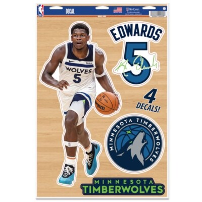 ANTHONY EDWARDS MINNESOTA TIMBERWOLVES 4 PIECE MULTI-USE WALL DECALS 11''X17'' NBA