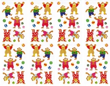 Mrs Grossman's Juggling Acrobat Circus Chimps Monkey Scrapbook Stickers 4 Strips