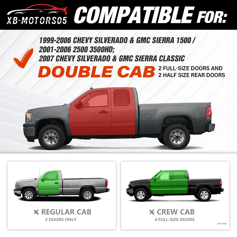Fits For Sierra 2500 3500 HD Extended Cab&2001-2006 Silverado Running Boards 6'' - Image 2 of 4