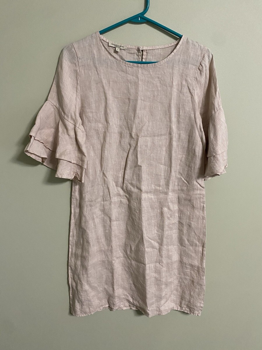 Francesca Bettini Italian Linen Shift Dress Size XS Tiered Bell Sleeves |  eBay