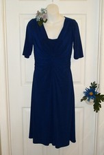 CHAPS Sz S Twist Front Stretch Dress Sapphire Blue Short Sleeve