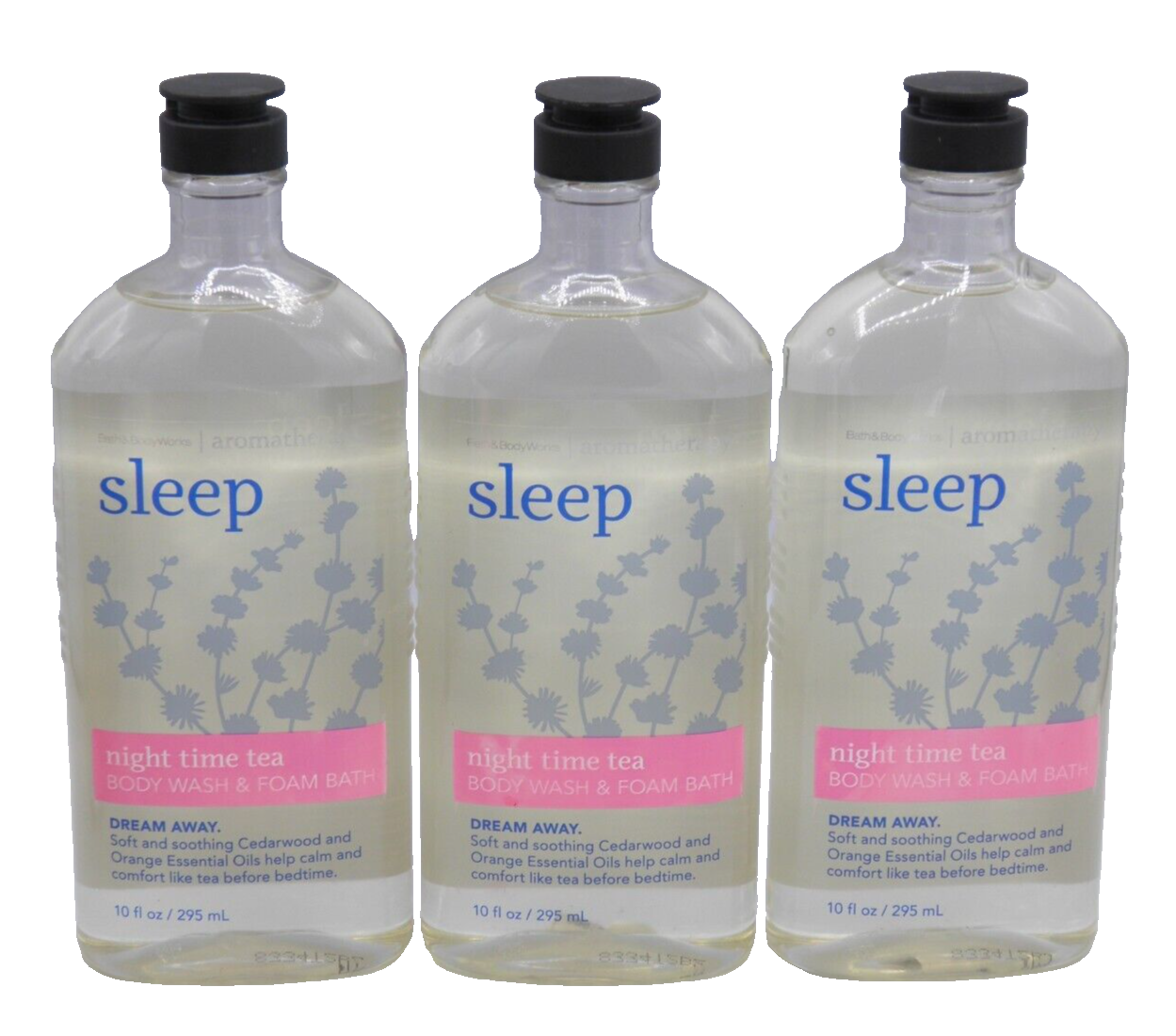 3 Bath & Body Works NIGHT TIME TEA Shower Gel Body Wash Bottles