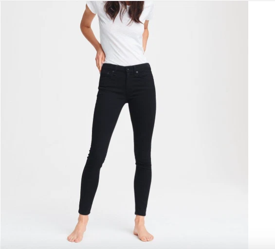 NEW $195 rag & bone Cate Mid-Rise Skinny Jeans In No Fade Black 32 | eBay